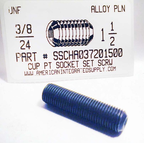 3/8-24X1-1/2 SOCKET SET SCREW CUP POINT ALLOY STEEL PLAIN