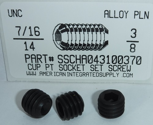 7/16-14X3/8 SOCKET SET SCREW CUP POINT ALLOY STEEL PLAIN