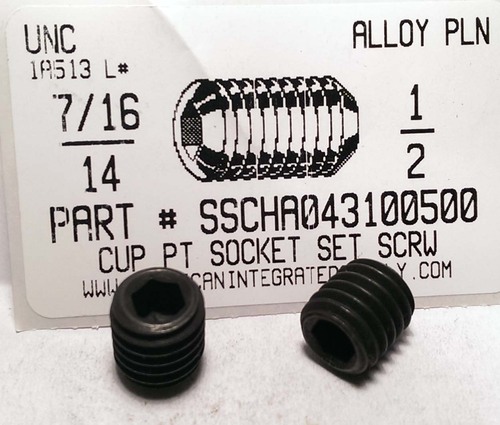 7/16-14X1/2 SOCKET SET SCREW CUP POINT ALLOY STEEL PLAIN