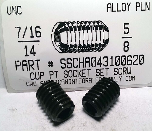 7/16-14X5/8 SOCKET SET SCREW CUP POINT ALLOY STEEL PLAIN