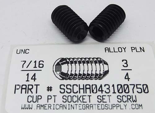 7/16-14X3/4 SOCKET SET SCREW CUP POINT ALLOY STEEL PLAIN