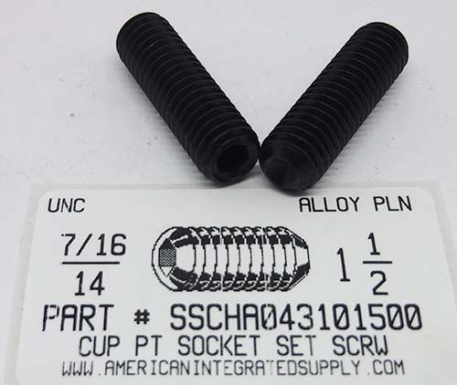 7/16-14X1-1/2 SOCKET SET SCREW CUP POINT ALLOY STEEL PLAIN