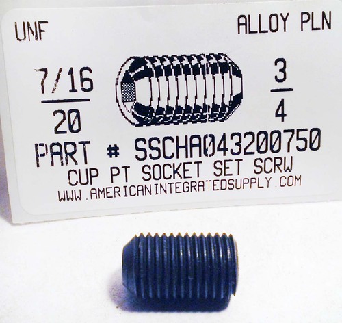 7/16-20X3/4 SOCKET SET SCREW CUP POINT ALLOY STEEL PLAIN