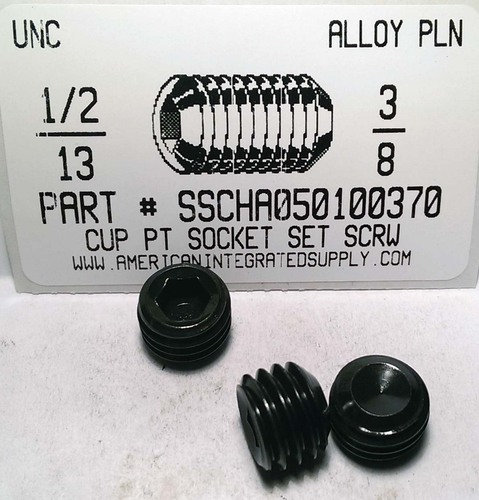 1/2-13X3/8 SOCKET SET SCREW CUP POINT ALLOY STEEL PLAIN