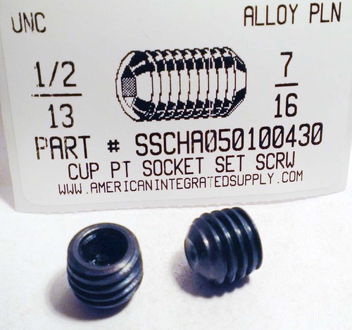 1/2-13X7/16 SOCKET SET SCREW CUP POINT ALLOY STEEL PLAIN