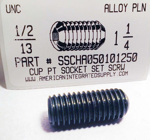 1/2-13X1-1/4 SOCKET SET SCREW CUP POINT ALLOY STEEL PLAIN