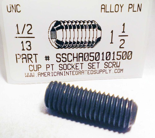 1/2-13X1-1/2 SOCKET SET SCREW CUP POINT ALLOY STEEL PLAIN