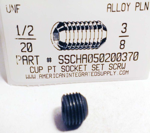 1/2-20X3/8 SOCKET SET SCREW CUP POINT ALLOY STEEL PLAIN