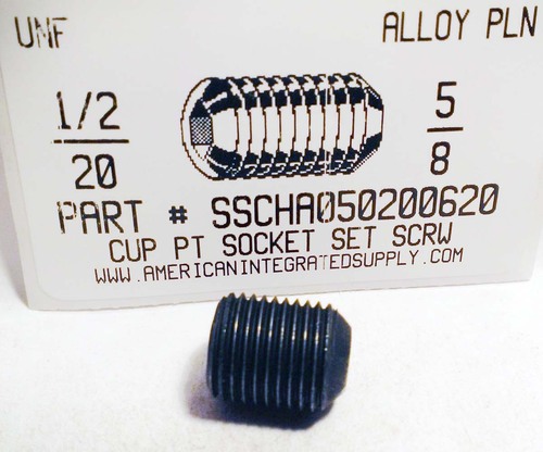 1/2-20X5/8 SOCKET SET SCREW CUP POINT ALLOY STEEL PLAIN