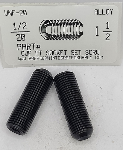 1/2-20X1-1/2 SOCKET SET SCREW CUP POINT ALLOY STEEL PLAIN