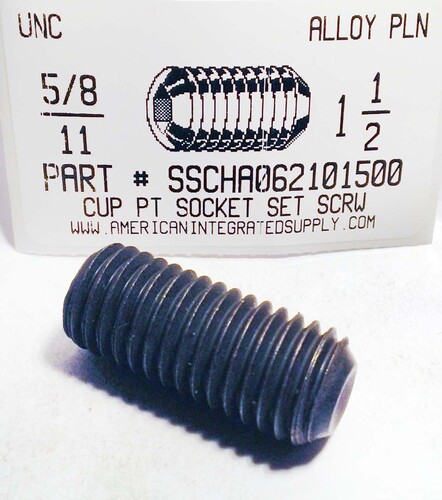 5/8-11X1-1/2 SOCKET SET SCREW CUP POINT ALLOY STEEL PLAIN