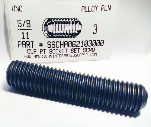 5/8-11X3 SOCKET SET SCREW CUP POINT ALLOY STEEL PLAIN