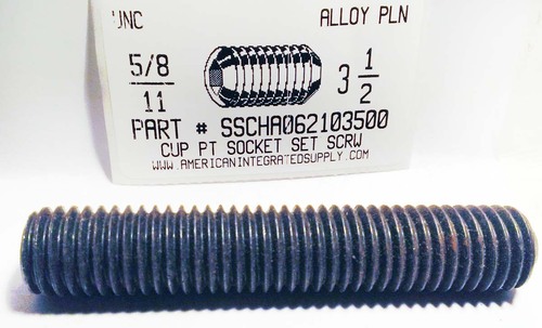 5/8-11X3-1/2 SOCKET SET SCREW CUP POINT ALLOY STEEL PLAIN