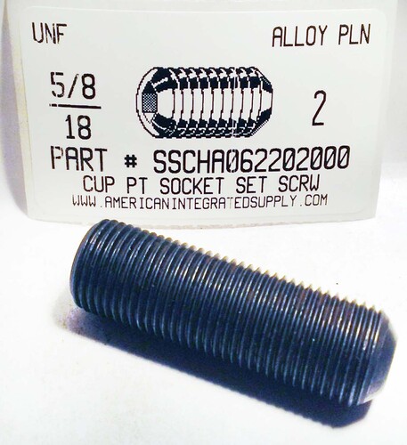 5/8-18X2 SOCKET SET SCREW CUP POINT ALLOY STEEL PLAIN