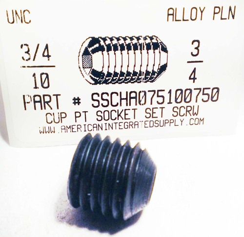 3/4-10X3/4 SOCKET SET SCREW CUP POINT ALLOY STEEL PLAIN