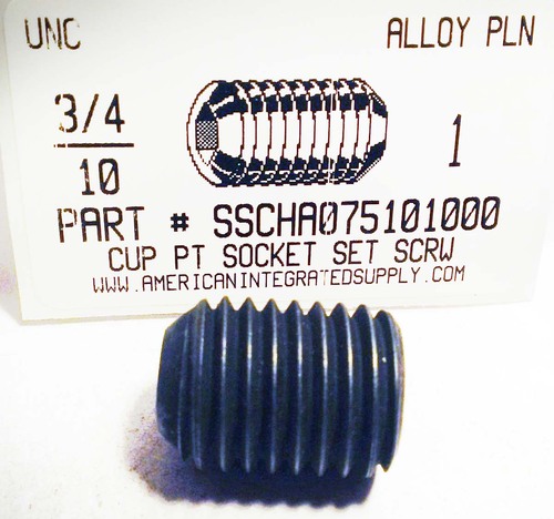 3/4-10X1 SOCKET SET SCREW CUP CUP POINT ALLOY STEEL PLAIN