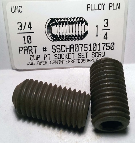 3/4-10X1-3/4 SOCKET SET SCREW CUP POINT ALLOY STEEL PLAIN