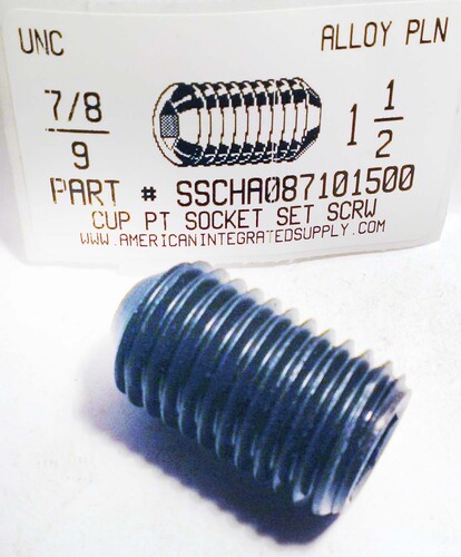 7/8-9X1-1/2 SOCKET SET SCREW CUP POINT ALLOY STEEL PLAIN