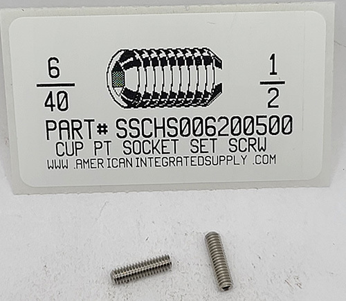 #6-40X1/2 SOCKET SET SCREW CUP POINT 18-8 STAINLESS STEEL