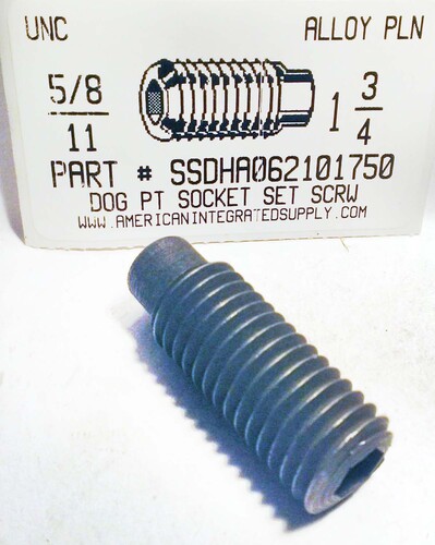 5/8-11X1-3/4 SOCKET SET SCREW FULL DOG POINT ALLOY STEEL PLAIN