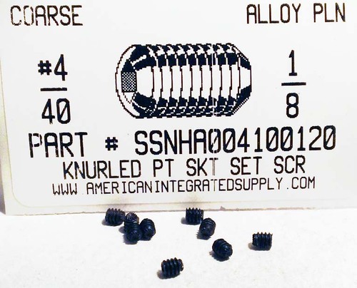 #4-40X1/8 SOCKET SET SCREW KNURLED POINT ALLOY STEEL PLAIN