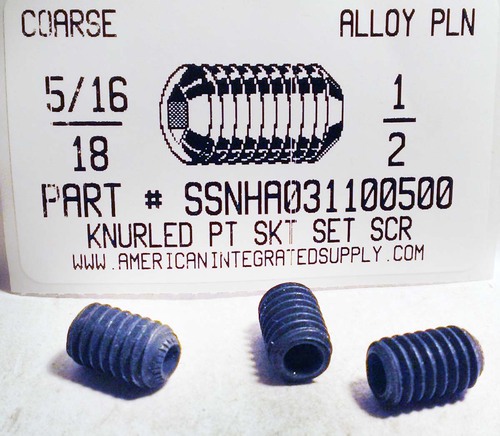 5/16-18X1/2 SOCKET SET SCREW KNURLED POINT ALLOY STEEL PLAIN