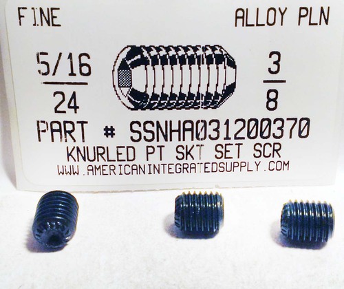 5/16-24X3/8 SOCKET SET SCREW KNURLED POINT ALLOY STEEL PLAIN