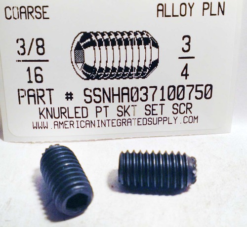 3/8-16X3/4 SOCKET SET SCREW KNURLED POINT ALLOY STEEL PLAIN