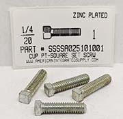 1/4-20X1 SQUARE HEAD SET SCREW CUP POINT CASE HARDENED STEEL ZINC