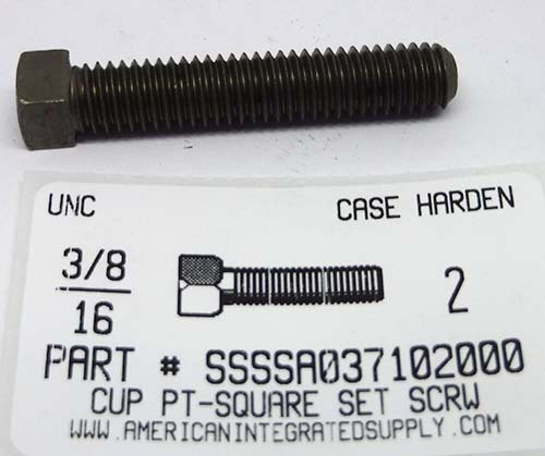 3/8-16X2 SQUARE HEAD SET SCREW CUP POINT CASE HARDENED STEEL PLAIN