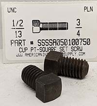 1/2-13X3/4 SQUARE HEAD SET SCREW CUP POINT CASE HARDENED STEEL PLAIN