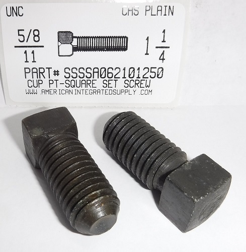 5/8-11X1-1/4 SQUARE HEAD SET SCREW CUP POINT CASE HARDENED STEEL PLAIN