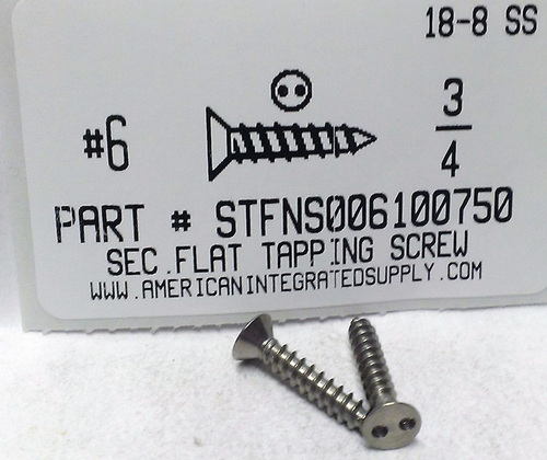 #6X3/4 FLAT HEAD SPANNER DRIVE TAPPING SCREW A 18-8 STAINLESS STEEL