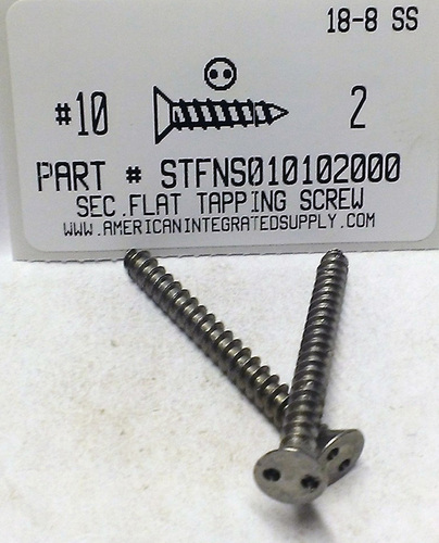 #10X2 FLAT HEAD SPANNER DRIVE TAPPING SCREW A 18-8 STAINLESS STEEL