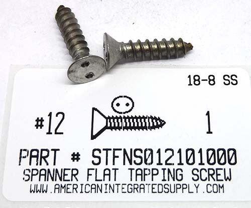 #12X1 FLAT HEAD SPANNER DRIVE TAPPING SCREW A 18-8 STAINLESS STEEL