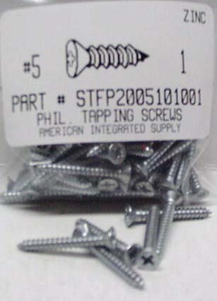 #5X1 FLAT HEAD PHILLIPS TAPPING SCREW A,AB STEEL ZINC PLATED