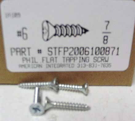 #6X7/8 FLAT HEAD PHILLIPS TAPPING SCREW A,AB STEEL ZINC PLATED