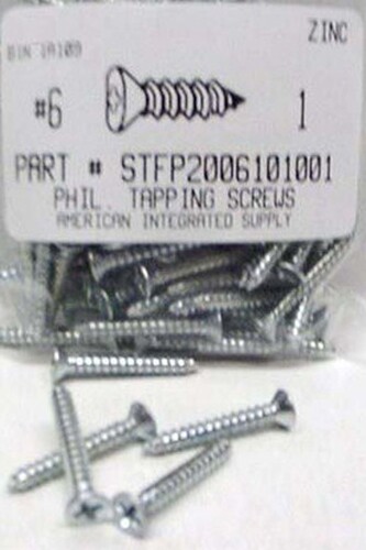 #6X1 FLAT HEAD PHILLIPS TAPPING SCREW A STEEL ZINC PLATED