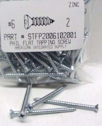 #6X2 FLAT HEAD PHILLIPS TAPPING SCREW A STEEL ZINC PLATED