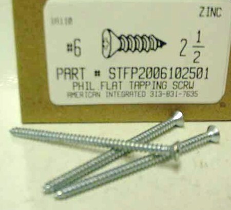 #6X2-1/2 FLAT HEAD PHILLIPS TAPPING SCREW A STEEL ZINC PLATED