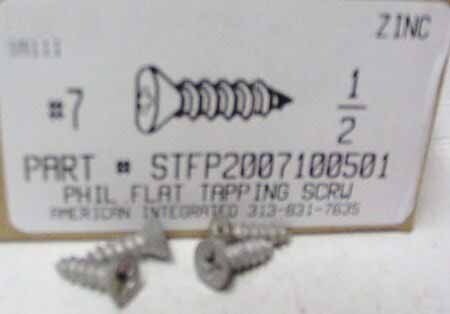 #7X1/2 FLAT HEAD PHILLIPS TAPPING SCREW A,AB STEEL ZINC PLATED