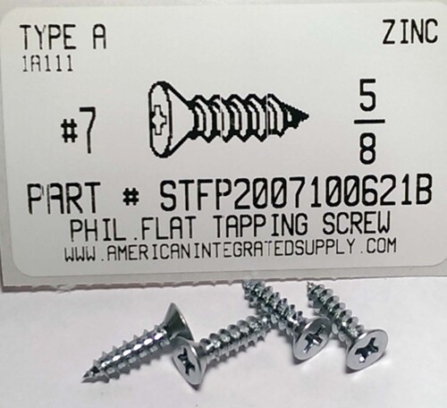 #7X5/8 FLAT HEAD PHILLIPS TAPPING SCREW A STEEL ZINC PLATED