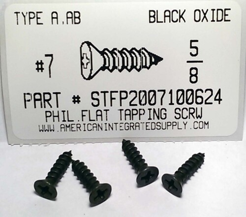 #7X5/8 FLAT HEAD PHILLIPS TAPPING SCREW A STEEL BLACK OXIDE