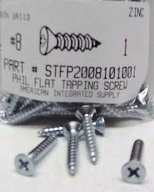 #8X1 FLAT HEAD PHILLIPS TAPPING SCREW A STEEL ZINC PLATED