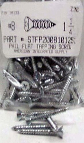 #8X1-1/4 FLAT HEAD PHILLIPS TAPPING SCREW A STEEL ZINC PLATED