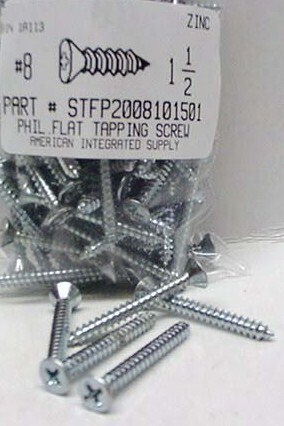 #8X1-1/2 FLAT HEAD PHILLIPS TAPPING SCREW A STEEL ZINC PLATED