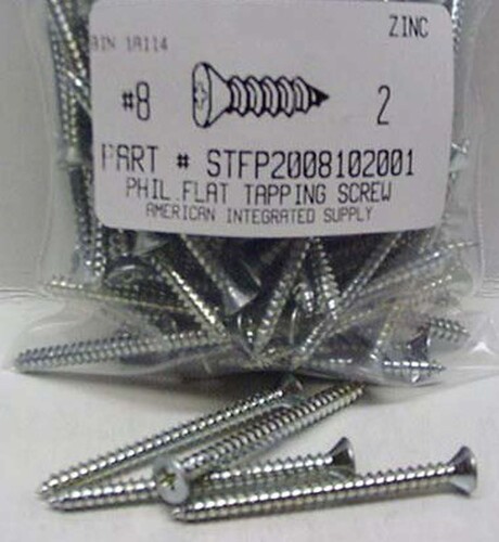 #8X2 FLAT HEAD PHILLIPS TAPPING SCREW A STEEL ZINC PLATED