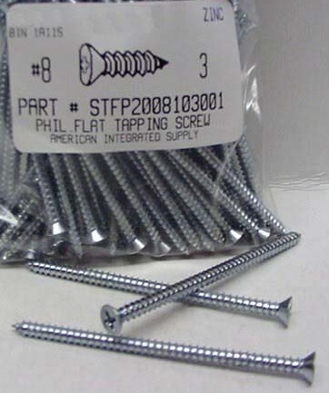 #8X3 FLAT HEAD PHILLIPS TAPPING SCREW A STEEL ZINC PLATED