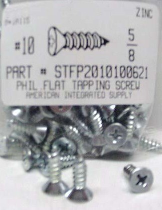 #10X5/8 FLAT HEAD PHILLIPS TAPPING SCREW A STEEL ZINC PLATED