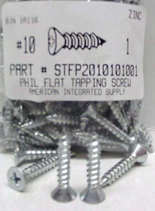 #10X1 FLAT HEAD PHILLIPS TAPPING SCREW A STEEL ZINC PLATED